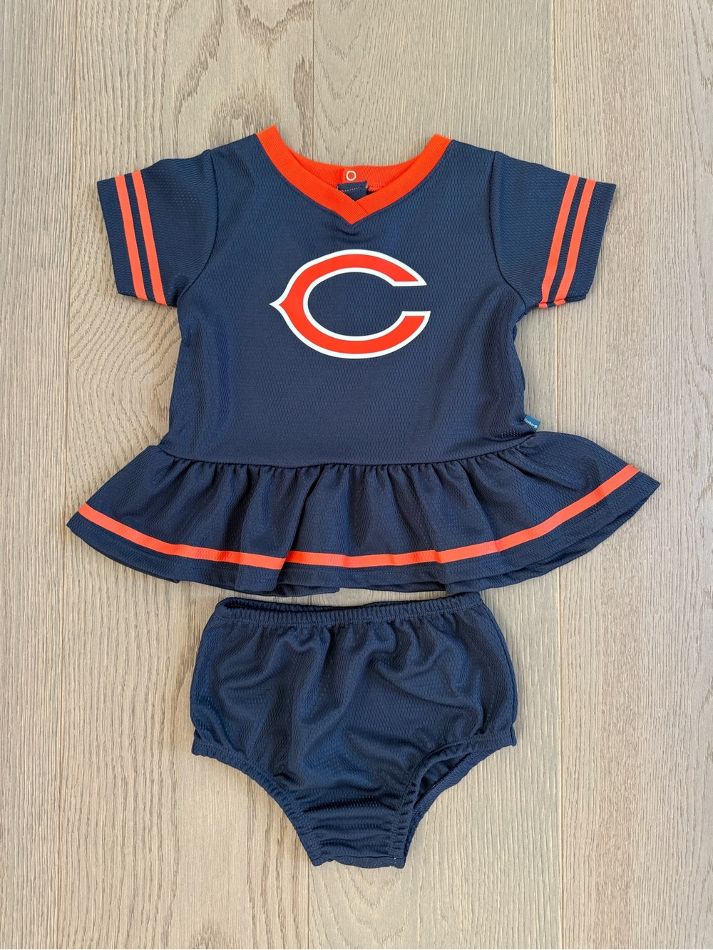 Gerber Navy and Orange Football Peplum Top & Bloomers Set